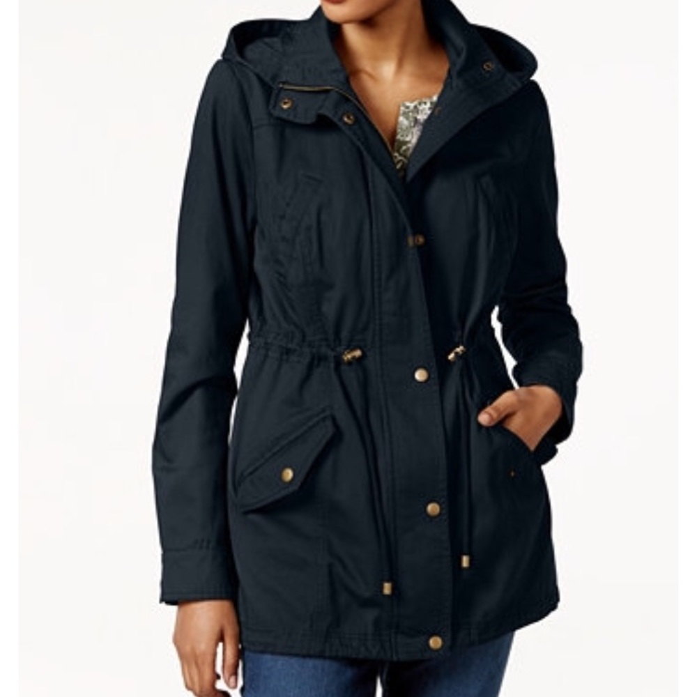 NWT BLACK Style & Co Cotton Hooded Jacket- Large